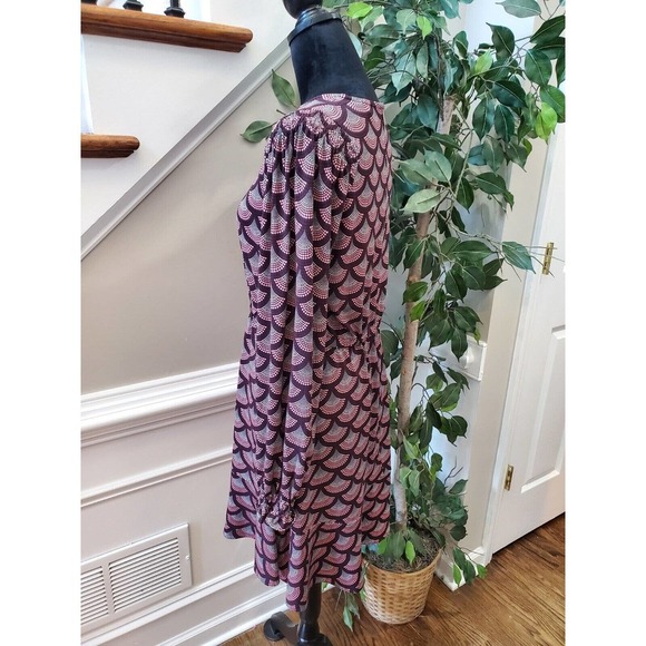 Michael Kors Women Multicolor Balloon Sleeve Round Neck Knee Length Dress Size M - Picture 8 of 13